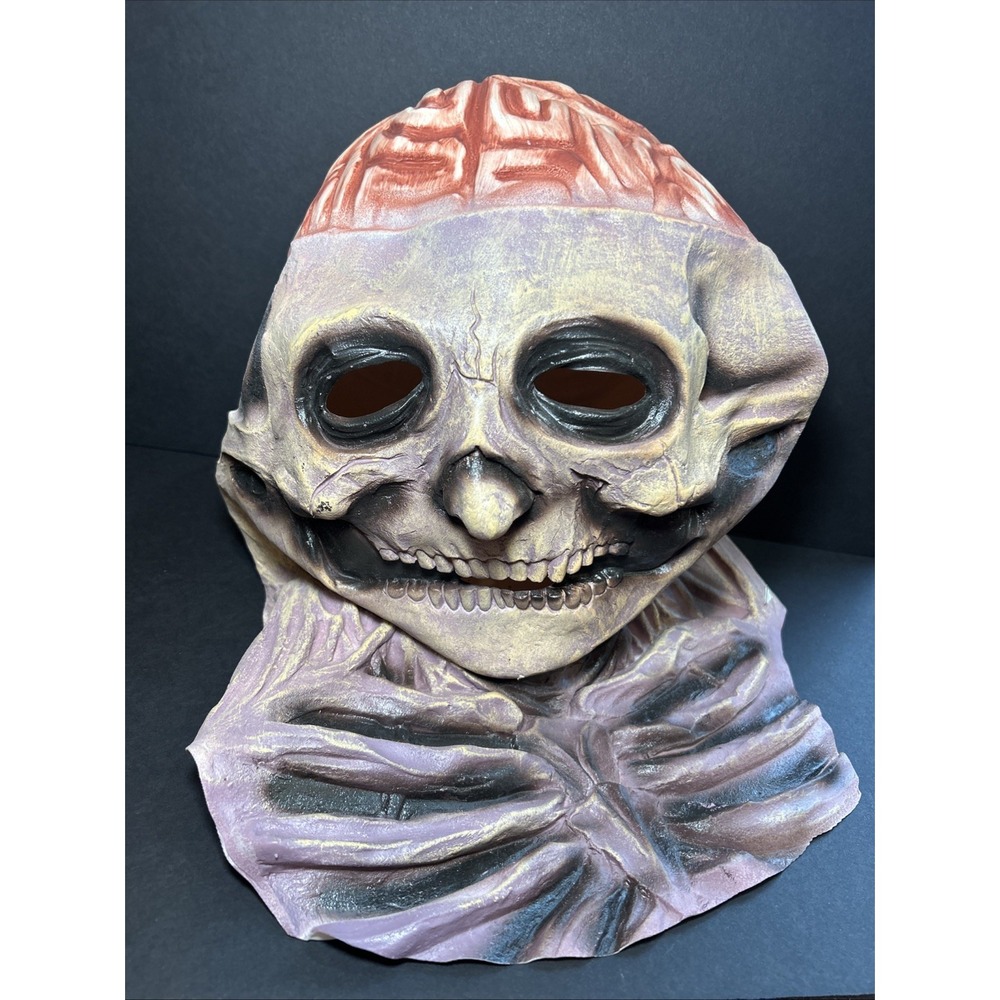 New Halloween‎ Skeleton Mask with Brains. Latex Rubber Full Head Adult Mask